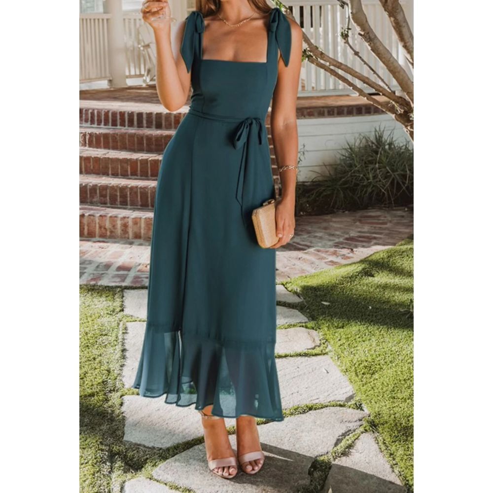 New Show me your mumu Claire Midi Dress in green Emerald Chiffon XXS /y1 - Picture 3 of 4